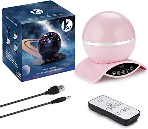 Ysd Night Lighting Lamp, Modern Star Rotating Projection, Romantic Star Projector Lamp For Kids, Usb Rechargeable & Remote Control, Gifts For Kids, Bedroom(Pink) #TOP5