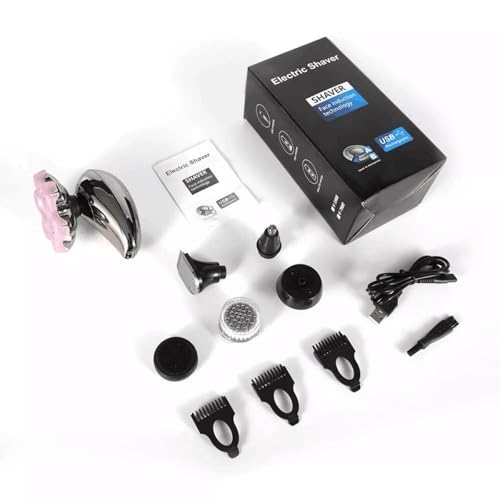 BODYA Afeitadora eléctrica de 7 cabezales 7D, afeitadora para barba calva, recortadora de calavera, removedor de barba para hombres