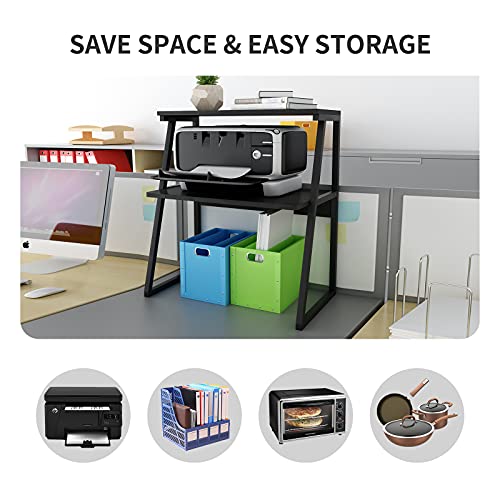 Puncia Desktop 3-Tier Wood Printer Stand Black Large Size High Capacity Storage Desk Shelves For Dorm Home Office Organizer Of Printer Fax Book Heavy Duty Rack For Home Office Supplie #TOP3