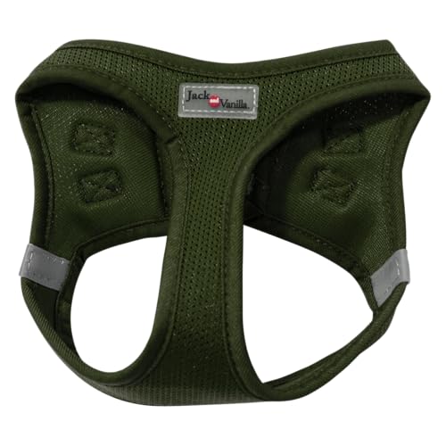 JACK AND VANILLA, Imbracatura a Rete Comoda per Cani, vestibilità Personalizzata, Design ergonomico, facilità d'uso, Sicurezza Rinforzata, Taglia 38-43 cm, Colore Verde-S, Modello spedizione