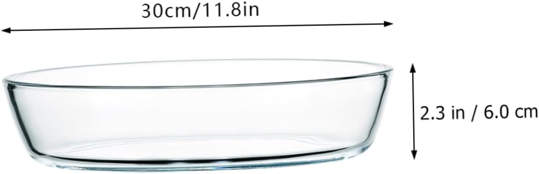 OUNONA Household Oval Dish Microwave Oven Baking Pan Glass Serving Plate for Rice Noodles Desserts Salad Soup