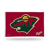 Rico Industries NHL Hockey Minnesota Wild Red 3' x 5' Banner Flag Single Sided - Indoor or Outdoor - Home Décor