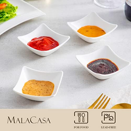 MALACASA, Series Ramekin, 12-Piece 3" (7.5cm) Ramekins Ivory White Porcelain China Ceramic Cream White Dishes(Set of 12)