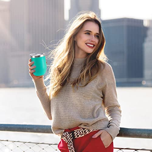 Starspeed 12Oz Stainless Steel Wine Tumbler With Lid. Stemless Double Wall Insulated Wine Tumbler.wine Glass Is Suitable For Different Scenes, Parties,Outdoor, Gifts And So On.(Light Green, 1) #TOP5