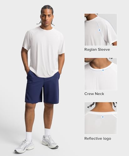 BRXL Men's Running Shirts Quick Dry Lightweight Breathable Cooling Short Sleeve T-Shirts Workout Athletic-White-2XL — view 5