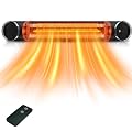 Electric Outdoor Heater, Infrared Patio Heater for Outdoor/Indoor Use, Wall Mounted/Ceiling/Infrared Heater Outdoor, 1500W Electric Patio Heater, MATT BLACK