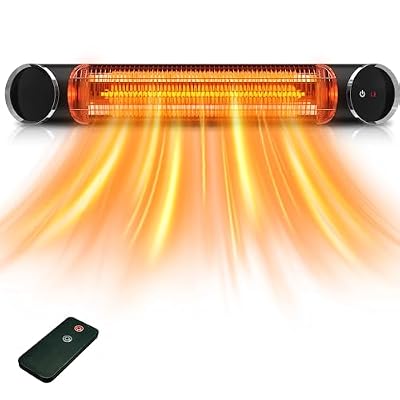 Electric Outdoor Heater, Infrared Patio Heater for Outdoor/Indoor Use, Wall Mounted/Ceiling/Infrared Heater Outdoor, 1500W Electric Patio Heater, MATT BLACK