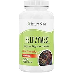 NaturalSlim Digestive Enzymes for Women & Men - Helpzymes Essential Enzymes for Digestion, Gut Health, Gas Bloating Relief with Bromelain, Ox Bile, Pancreatin. & Betaine HCL - 100 Capsules Solo