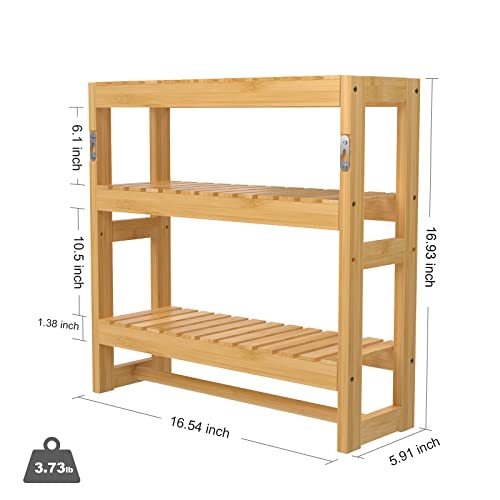 Bamboo Bathroom Shelves Over Toilet -3 Tier Bathroom Wall Shelf-Adjustable Wall Bathroom Organizer Bathroom Towel Shelf Shelving Units And Storage For Bathroom/Kitchen/Living Room Beige #TOP2