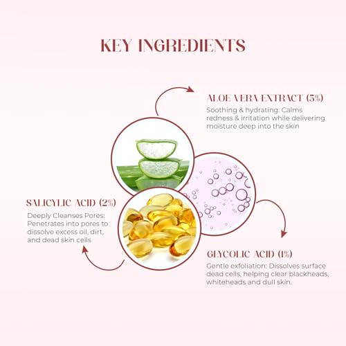Image of SKINSKA NATURALS - Anti-Acne Faccia-S Face Wash, 5% Aloe Vera, 1% Glycolic Acid, and 2% Salicylic Acid Preventing Breakouts, Acne scars, Aging Signs Restoring Skin Moisturisation 100ml