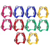 healvian 10個 手持ち鈴楽器 入り オルフタンバリン 向け知育 パーティー用ハンドベル お手軽演奏 設計