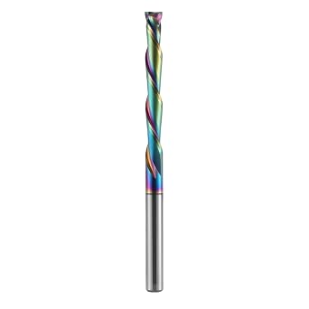 1 PC 1/4" Compression Spiral Router Bit Up & Down Cut for Chip-Free Finish 4" Extra Long 2" Cutting Depth DLC Coated Solid Carbide CNC Router & Plunge Router Bit MDF, Hardwood