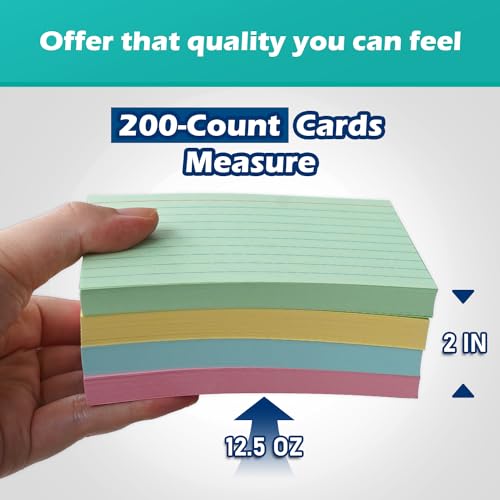 Cartões pautados coloridos 7 x 12 cm, 200 unidades, rosa pastel, verde, amarelo, azul, cores sortida