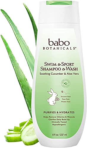 babo Botanicals Swim & Sport Shampoo & Wash , Soothing Cucumber & Aloe Vera , 8 Oz
