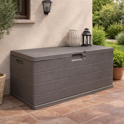 Ma Maison Baule Cassapanca Multiuso 340LT - Esterno, Interno, Apertura Superiore, Effetto Legno, Resina Taupe, Contenitore, Organizzatore, Stoccaggio - Made In Italy (Taupe 340Lt) - 8