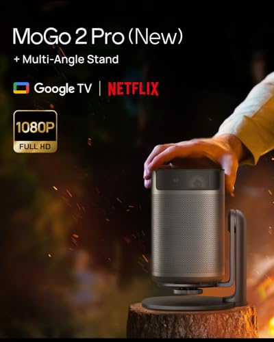 Image of XGIMI MoGo 2 Pro (New) Portable Projector with Multi-Angle Stand, 1080P Mini Projector, Google TV with Licensed Netflix, 430 ISO Lumens, 2 x 8W Speakers, Autofocus, Intelligent Screen | Google TV with Licensed Netflix, Mini Projector with 430 ISO Lumens, 2 x 8W Speakers, Autofocus, Intelligent Screen