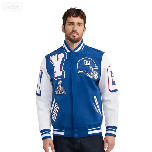 Pro Standard Herren NFL Mash Up Varsity Jacke, Blau, L