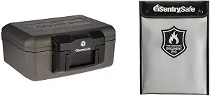 SentrySafe 1210 Fireproof Box with Key Lock and Bolt Down Hardware, 0.18 cu. ft, Black