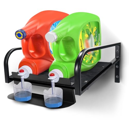 Suitiyibin Liquid Laundry Detergent Holder,laundry room hacks,Laundry Detergent Dispenser,Hanging Laundry Station Storage Laundry Detergent Stand-Laundry Room Wall-Washing Machine (Small-Black)