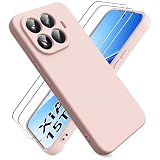Ikziwreo Cover Compatibile con Xiaomi 15T Pro 5G, 2 Proteggi Schermo in Vetro Temperato, Gomma Gel di Silicone Liquida Antiurto Custodia Cover Xiaomi 15T Pro 5G - Rosa