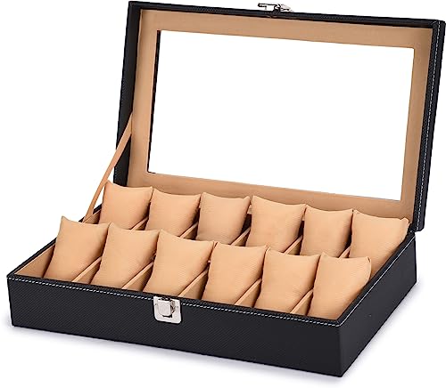 STORESHINE Mens and Womens Wrist Watch organizer holder showbox Case for 12 Watches in Black Beige Color (B0CB1ZCV14) Amazon Price History, Amazon Price Tracker