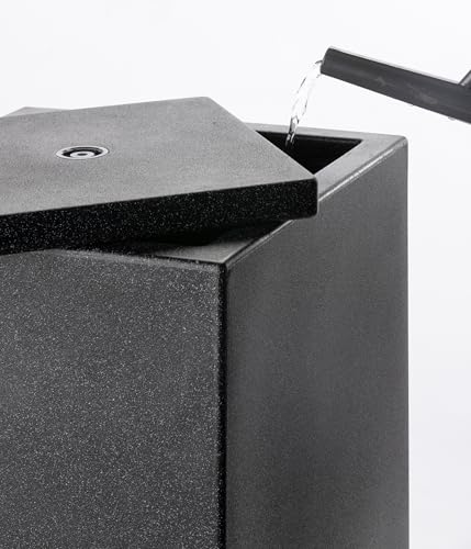 Dehner Gartenbrunnen Glonn, Solarbrunnen frostbeständig, Brunnen für Außen, mit LED Beleuchtung, ca. 90 x 35 x 35 cm, Polyethylen, schwarz