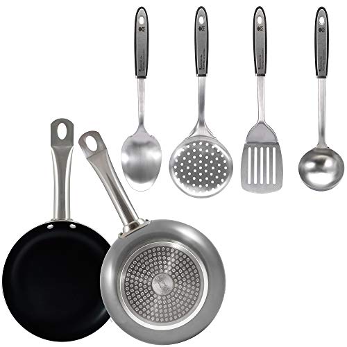BERGNER Professional Chef Platinum Juego de sartenes (20,24 cm) en Aluminio prensado con 4 Utensilios de Cocina en Acero Inoxidable