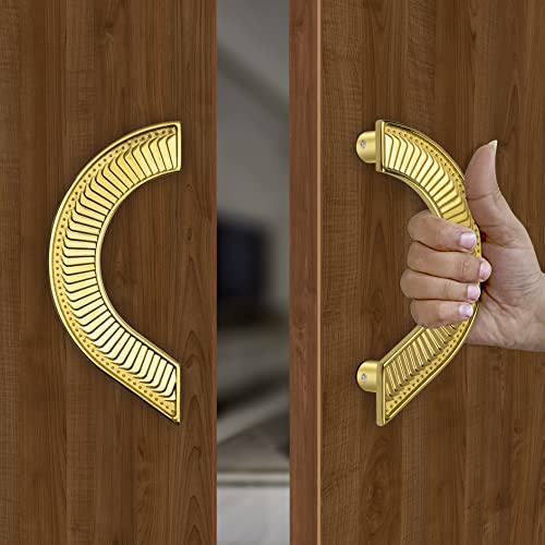 Image of Plantex Heavy Duty 8 inches Round Shape Main Door Handle /Door & Home Decor /Glass Door Handle /Wooden Door Handle /Door Pull Push Handle Set- Pack of 1 (PVD Gold Finish) - 3 Years Warranty