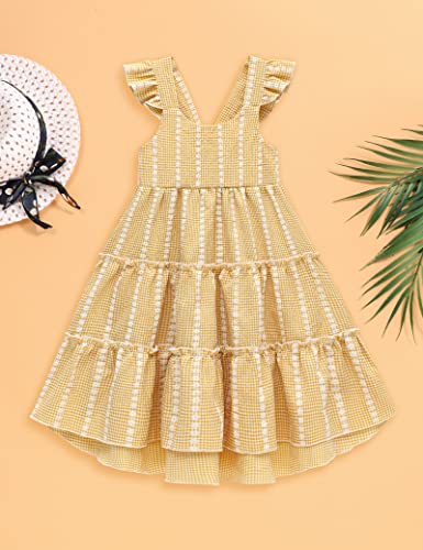 Bilison Toddler Baby Girls' Dresses Ruffle Halter Sleeveless Princess Dress Tutu Skirt Summer Casual Dress 3-4T Yellow #TOP1