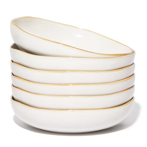 Image of Pokini 36Oz Large Stoneware Pasta Bowls Set of 6, 8.26 inch Deep Serving Bowls