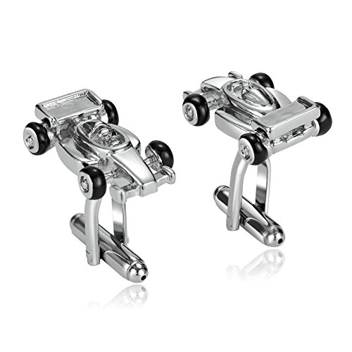 AueDsa Gemelos Hombres Acero Inoxidable Plata Negro Gemelo de Camisa Coche