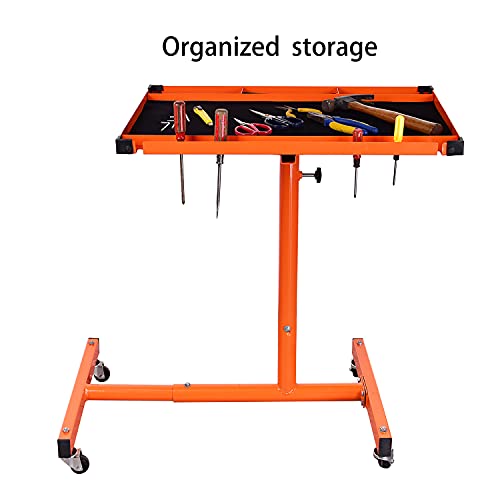 Aain A052 Mechanics Rolling Work Table, Adjustable Mobile Tray Table For Shop, Garage, Diy. Tool Tray Cable With Wheels. 220 Lb. Capacity #TOP4