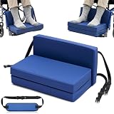 Novabright 2 Pcs Adjustable Footrest High Density Foam Leg Rest with Chair Seatbelt PU Waterproof Leather Foot Support Elevating Pads, Footplates and Heel Loops BlueLeg Cushion Protector for Home