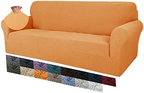 MAXIJIN Creative Jacquard Chair Covers for Living Room, Super Stretch Non Slip Chair Slipcover with Arms Dogs Pet Friendly 1-Piece Elastic Sofa Couch Protector Armchair Cover (1 Seater, Dark Grey)
