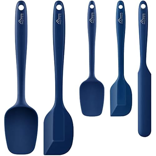 HOTEC Silicone Rubber BPA-Free Spatula Set, Set of 5, Classic Blue