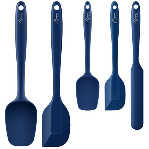 HOTEC 600℉ Heat Resistant BPA-Free Silicone Rubber Spatula Set, Kitchen Cooking Spatulas, Baking, Mixing, for Non Stick Cookware, Dishwasher Safe, Classic Blue Set of 5 by HOTEC - Used condition - US$8.16