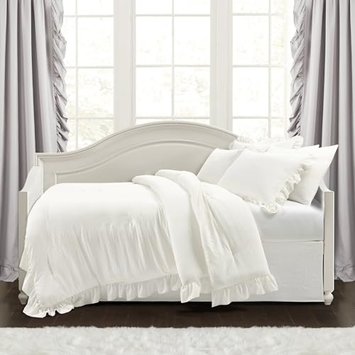 Image of Lush Decor Reyna Ruffle Daybed 6 Piece Set 68 inch W x 92 inch L, Blush - Pink Bedding Set - Daybed Comforter Set - Ruffled Bedding - Coquette Decor