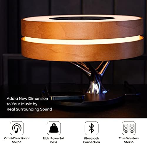 Masdio by Ampulla Bedside Lamp with 10W Wireless Charger, Night Lamp with Digital Clock, Stepless Dimming and Sleep Mode for Nightstand