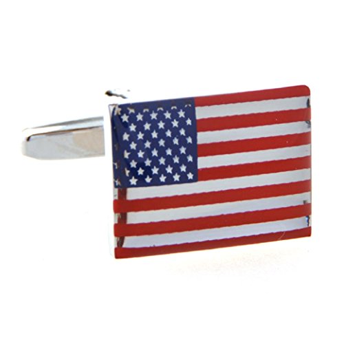 Mrcuff American Official Flag Usa America Pair Cufflinks In A Presentation Gift Box & Polishing Cloth #TOP2