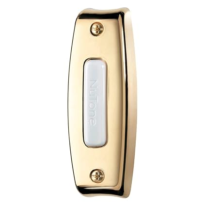 NuTone PB7LPB Wired One-Lighted Door Chime Push Button, Polished Brass