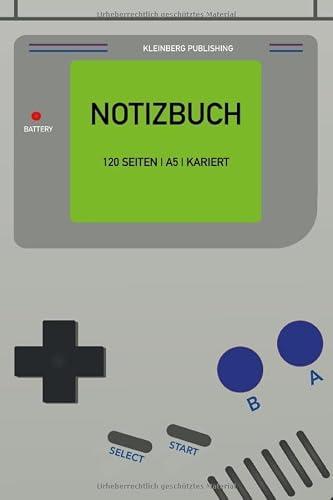 Notizbuch | 120 Seiten | A5 | kariert:: Ein nostalgisches Game Boy Notizheft im 6 x 9 Format. Für Zocker und Gamer zum spielen, zocken, daddeln und ... Ziele, Meilensteine und mehr!