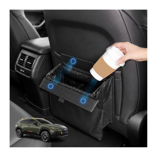 Image of for Car Trash Bag for 2024-2026 Subaru Crosstrek Rear Seat Hanging Trash Can with Magnetic Closure PU Leather Trash Bin Foldable Garbage Bag & Organizer