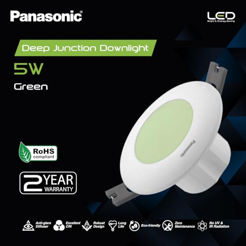 Image of Panasonic 5 Watt LED Deep Junction Downlighter, LED Downlight with 85mm Cut Out, BIS & ROHS Certified, 4KV Surge Protection, Green Light (PDLM3405G-2)