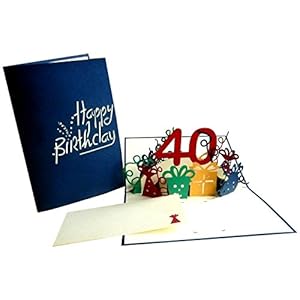 LIN PopUp®, LIN17261, pop-up kaart verjaardagskaart, 3D wenskaart verjaardag kaart 40e verjaardag vrouw man, nummer 40, jubileum, N19