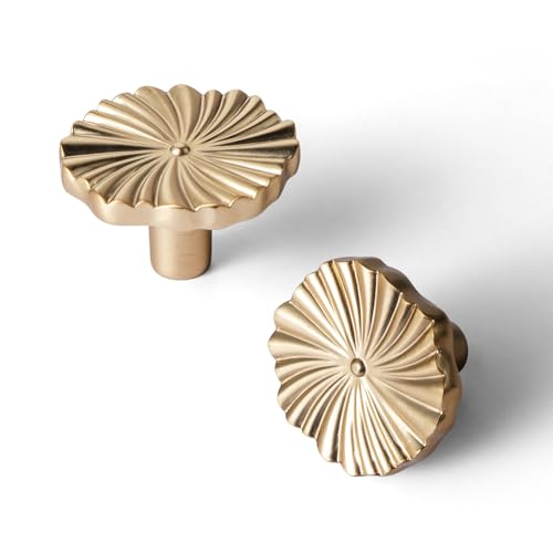 Goo-Ki 6 Pack Zinc Alloy Drawer Knobs-Champagne Bronze Cabinet Knobs with Flower Design