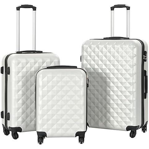 vidaXL 3-Piece Shiny Silver Hard Suitcase Set Cover