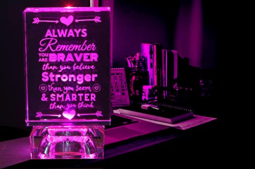 Personalized 3D Crystal Light Decor-Always Remember You Are Braver Than You Believe-Engraved Keepsake And Paperweight Gifts For Friends,Teacher,Dad,Mom,Daughter,Son,Girlfriend,Kids,Teenage Girls,Boys #TOP3