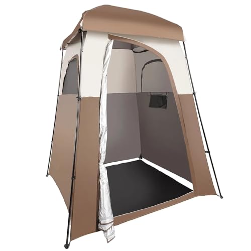 Pop Up Tent Camping Shower Tent, 66" x 66" x 87" 1 Room Oversize Privacy Tent with Detachable Top, Pockets, Hanging Rope and Clothesline For Camping