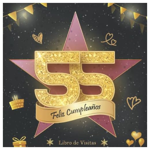 Libro de Visitas 55 Cumpleaños: Felicitaciones y fotos de los invitados | fiesta cumpleaños 55 años | para hombres y mujeres | Hollywod el paseo de la fama