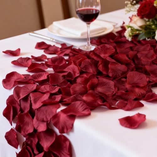 SYLHOME Rose Petals Dark Red 2500 PCS Artificial Fake Flowers Faux Silk